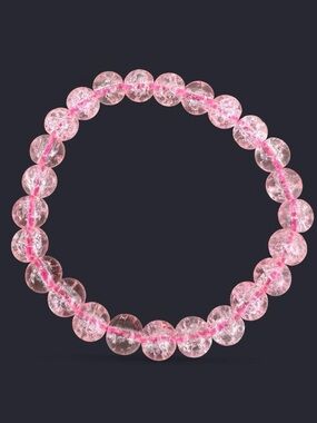 Pink Crackle Glass Bead Bracelet